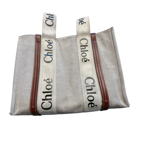 Chloe Cream and Brown Tote Bag - Picture 2 of 4